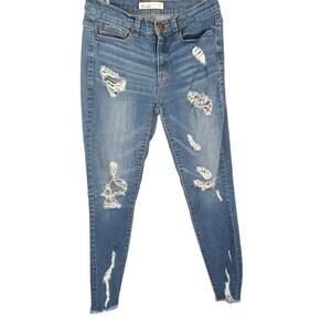 Mudd Women's Medium Wash Ripped Distressed Skinny Jeans Size 3